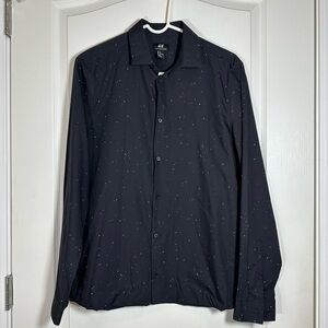 H&M Men's Black Speckled Button-Down Shirt